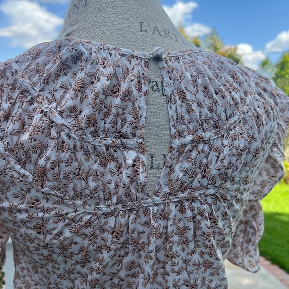 Veronica Beard Pink Ruffled Puff Sleeve Blouse - Picture 4 of 11